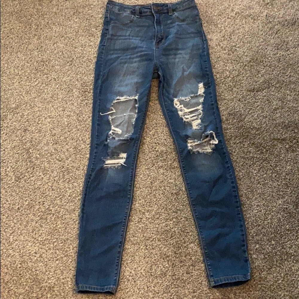 Fashion Nova High Rise Destructed Jeans 7